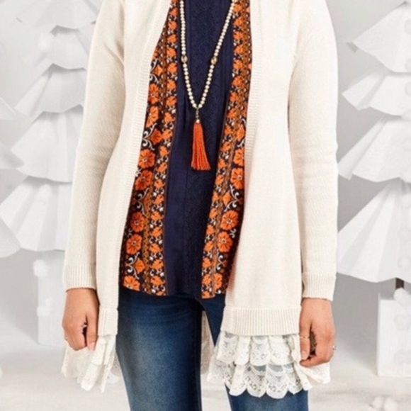 Matilda Jane Sweaters - Matilda Jane cream lace ruffle sweater